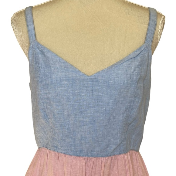 Cynthia Rowley 100% Linen Colorblock Women’s Dress Size M Pockets Summer Breeze - Picture 4 of 9